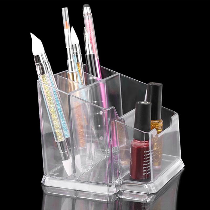 Manicure File Organizer Transparent Acrylic Box Nail Art Storage Case Empty Nail Brush Pen Holder Makup Organizer Box Container
