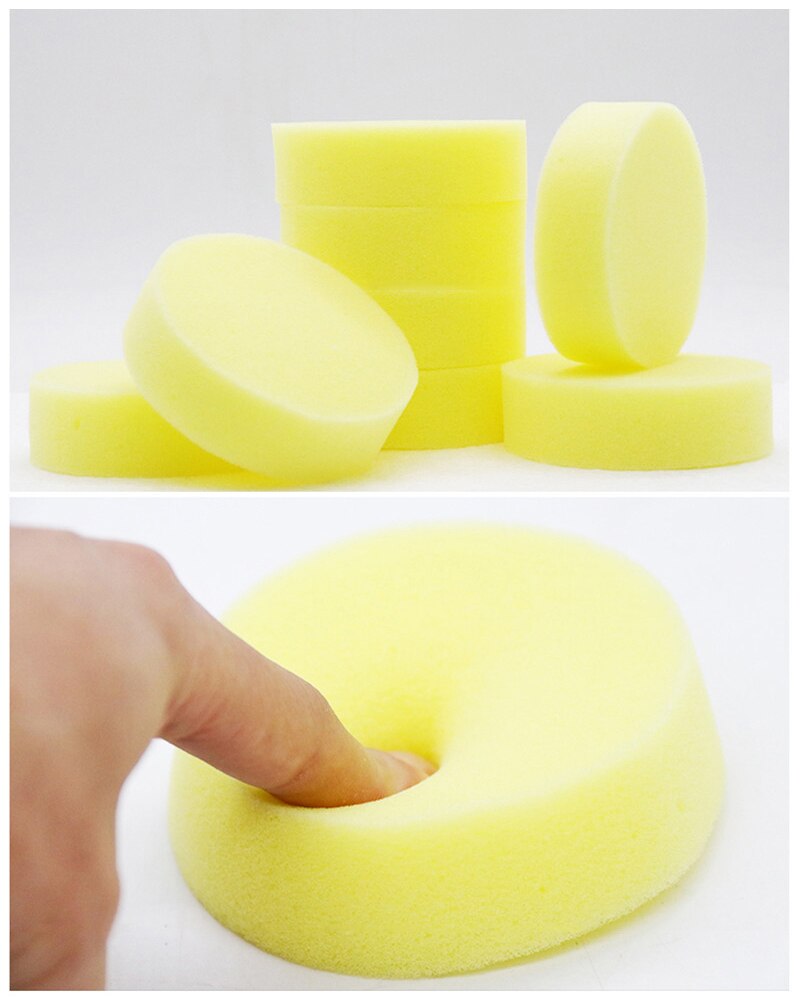 Durable Round Yellow Wax Sponges Shoes Polish Sponge Marbles Wax Foam Sponges Glasses Floors Wax Sponge Clean Supplies