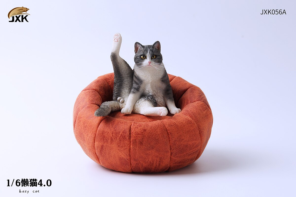 JXK 1/6 Lazy Cat with Sofa 4.0 Model Cute Pet Orange Cat Animal Figure Collector Decor Toy Handmade Oenaments Adults Kids: 056A