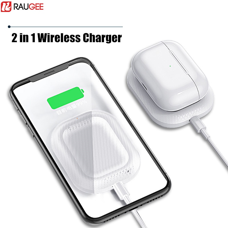 2 In 1 Qi Draadloze Oplader Voor Airpods Air Pods Pro 1 2 3 Snelle Opladen Dock Voor Iphone 11 pro Max X Xr Xs 8 Plus Charger Stand