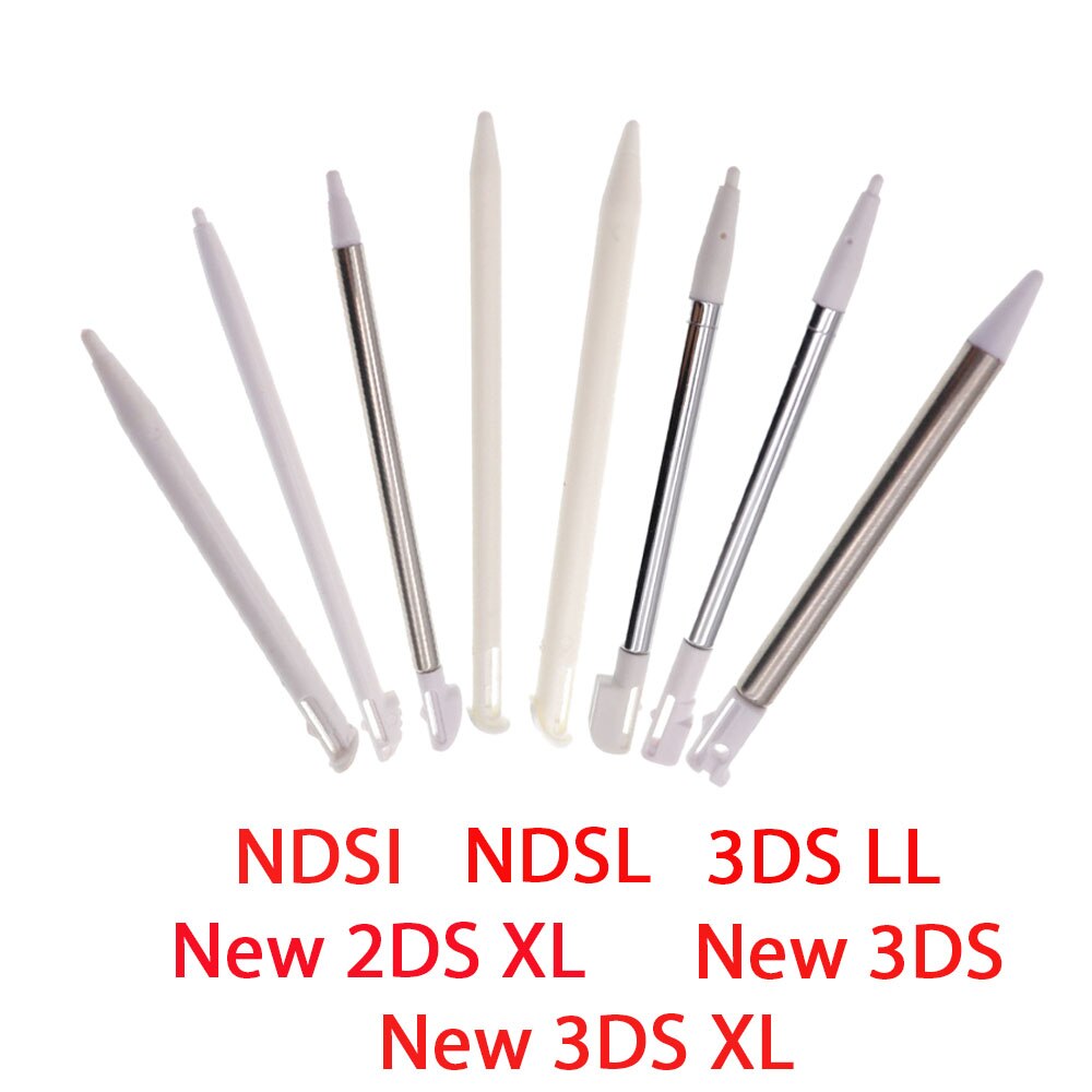 1 stück weißer metall-teleskopstift für nintendo 2ds 3ds 2ds 3ds xl ll für ndsl ndsi, kunststoff-touchscreen-stift