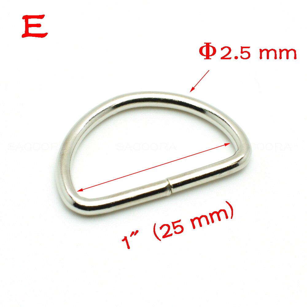 10 stuks/pak d-ring metalen ring metalen sluiting riemgesp leren hardware bh-haak pakket accessoires band 10mm-25mm