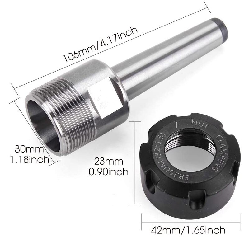 ER25 Collet Set Chuck with MT2 ER25 M10 Motor Extension Rod, CNC Engraving Machine or Milling Lathe Tool