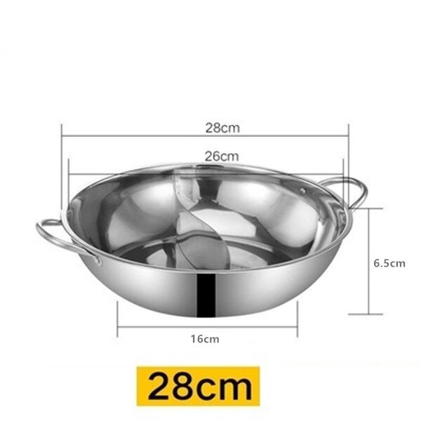 Rustfrit stål pot hotpot induktion komfur gaskomfur kompatibel pot hjem køkken køkkengrej suppe gryde twin delt: 28cm
