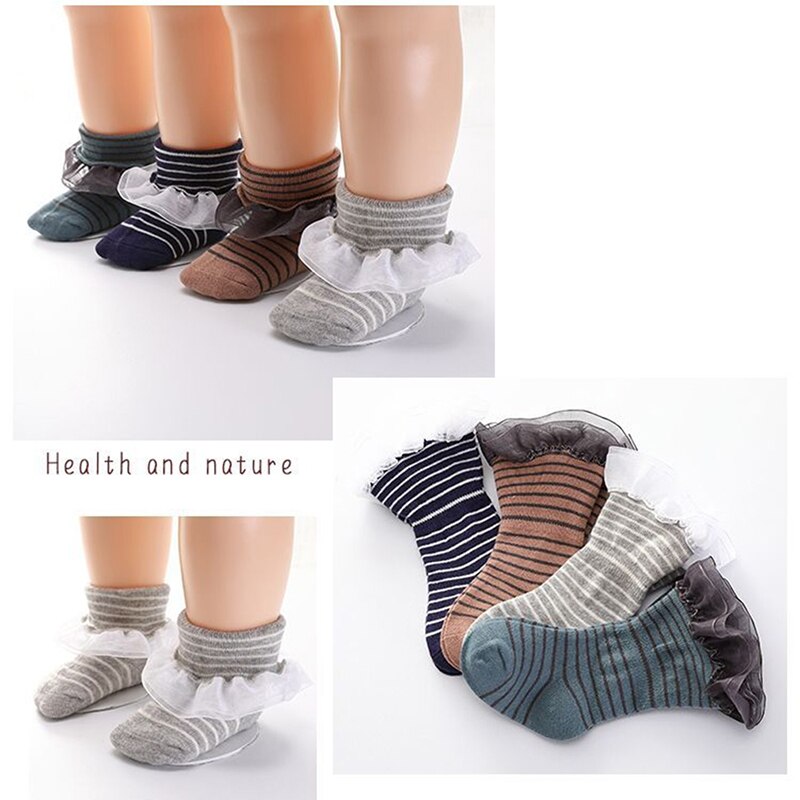 Stripe Soft Cotton Boys Girls Children Socks Cute Lace Style Kids Socks Baby Socks 0 to 3 years