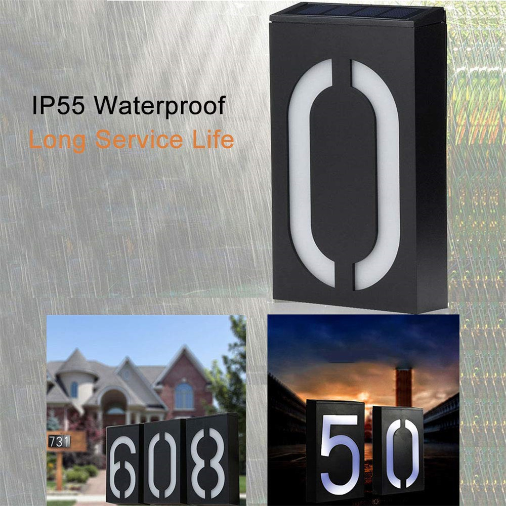 Panneau LED solaire avec numéro de maison, éclairage mural, panneau d&#39;adresse, éclairage d&#39;extérieur, pour maison, jardin, cour, rue