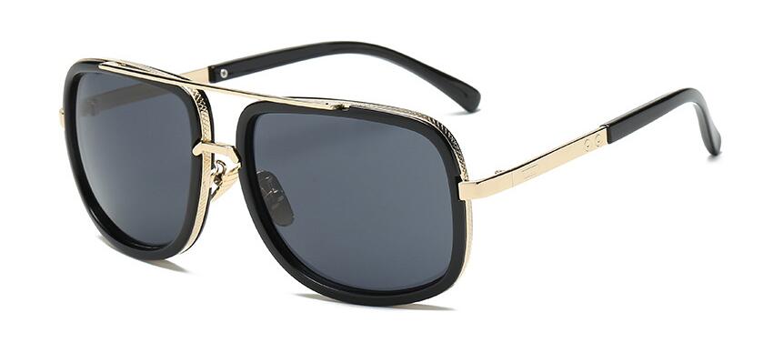 Mach One-gafas De Sol cuadradas para hombre y mujer, lentes De Sol unisex De lujosa, estilo Retro, De gran tamaño: Black