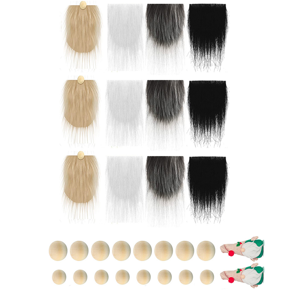 1 set of Pre-Cut Gnome Beard Costume Beard Faux Fur Dwarf Beard with Wood Beads