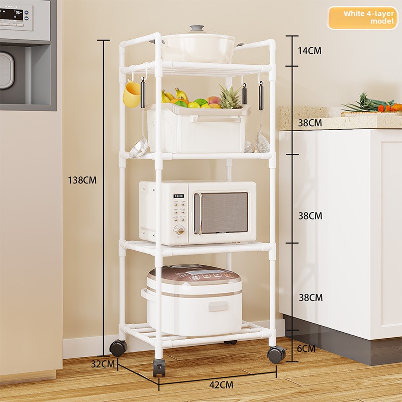 Household Microwave Stove Shelf Multi-Layer Kitchen Rack Multi Scene Bathroom Living Room Shelf Pantry Closet Kitchen Organizer: Red