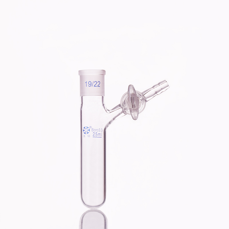 Reaction tube with glass valve and standard gr mouth,Capacity 25ml and joint 19/22,High borosilicate glass