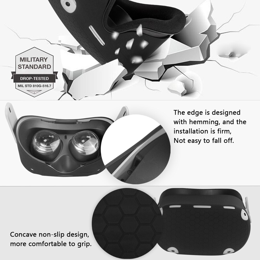 Capa de silicone anti-arranhões 2 em 1, proteção completa para o corpo, com estojo + protetor facial para oculus quest 2 vr