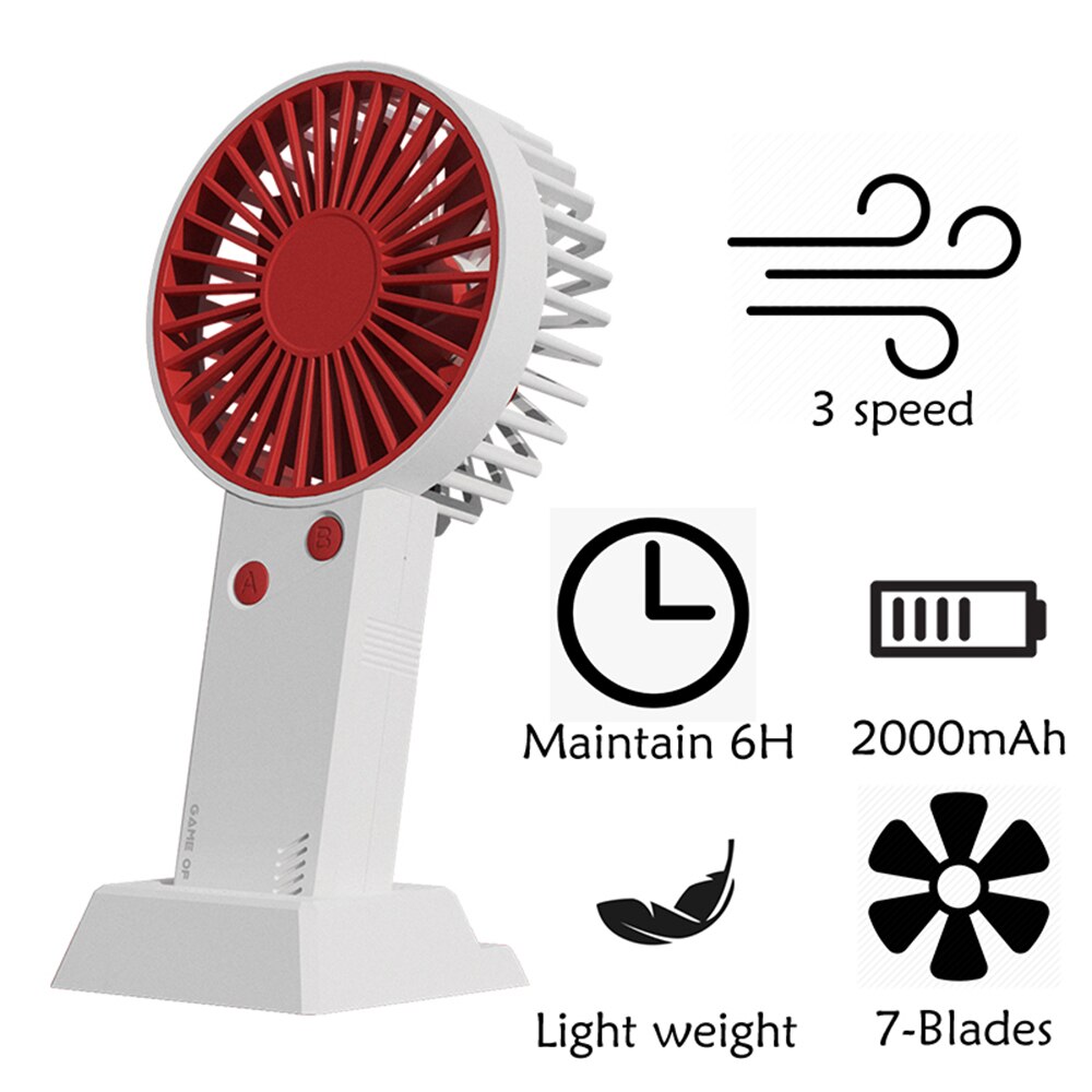 Usb Mini Handheld Ventilator Bureau Ventilator 3 Cooling Speed Persoonlijke Tafel Fan 7-Blades Ultrastille Oplaadbare Elektrische Ventilator voor Kantoor