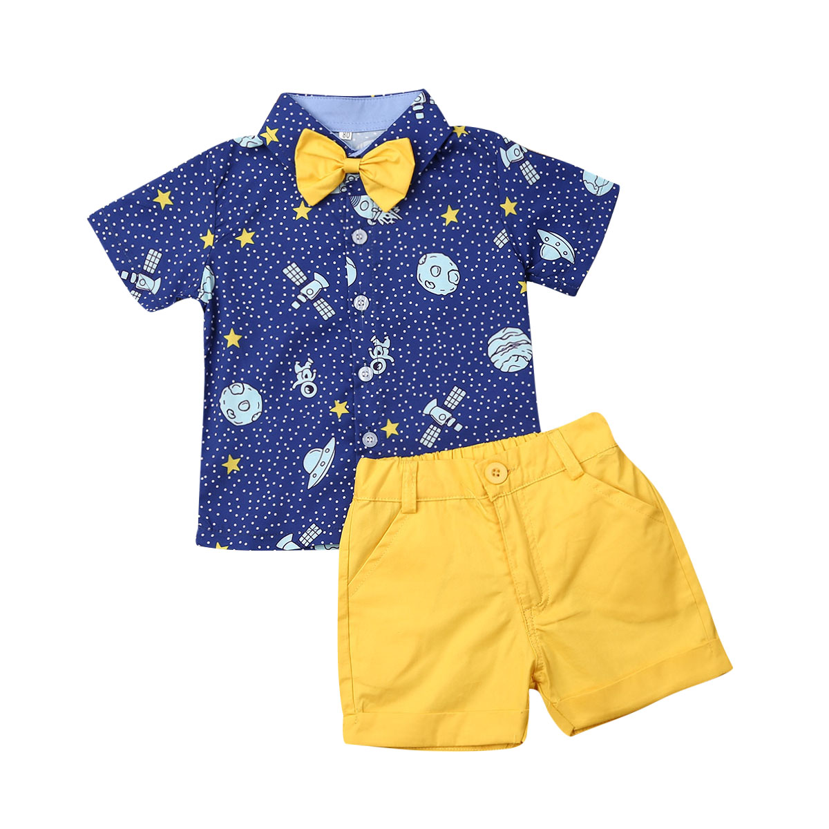 Citgeett-traje de caballero Formal para bebé, camisa de dibujos animados + Pantalones cortos, ropa de verano, conjuntos suaves: B / 18 meses