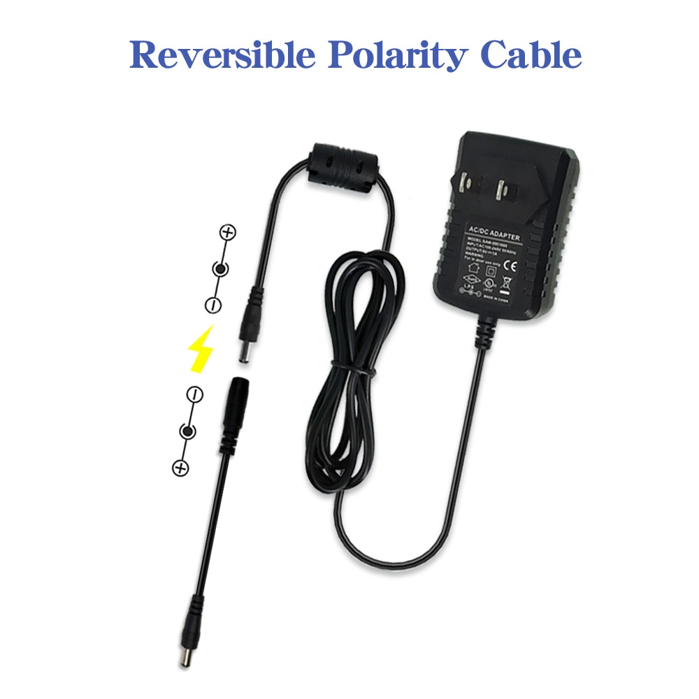 2 styk  of 5.5 x 2.1mm omvendt polaritet konverter kabel til guitar klaver pedaler keyboard
