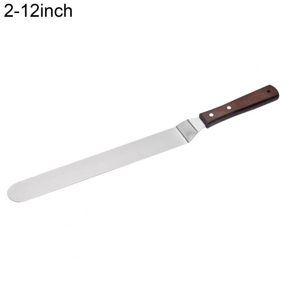 1pc Kuchen Spachtel Backen Schaber Holzgriff Edelstahl Palette Messer Schaber Kuchen Dekorieren Werkzeug Backformen Backen Werkzeug: 12Zoll 2