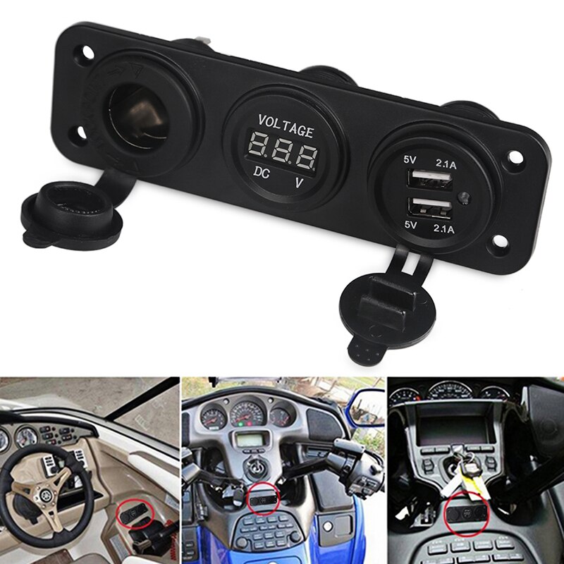 Urbanroad Dc 12V Motorfiets Boot Auto Dual Usb Lader Sigarettenaansteker Adapter Met Voltmeter Auto Usb Socket 5V 4.2A