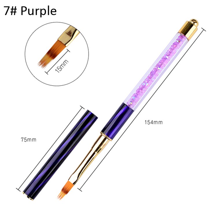 pincel de dibujo gradiente para uñas, diamantes de imitación, Ojo de gato, 1 Uds., pinceles planos para pintar, herramientas para esmaltado de uñas en Gel UV DIY: 7 purple
