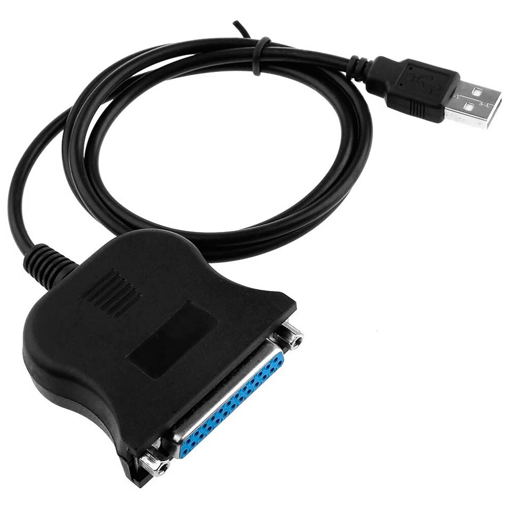 USB Type A Male to DB-25 Pin DB25 Female Parallel Port Cable Adapter D-Sub Dsub DB25 DB25F DB-25F Black for PC Printer