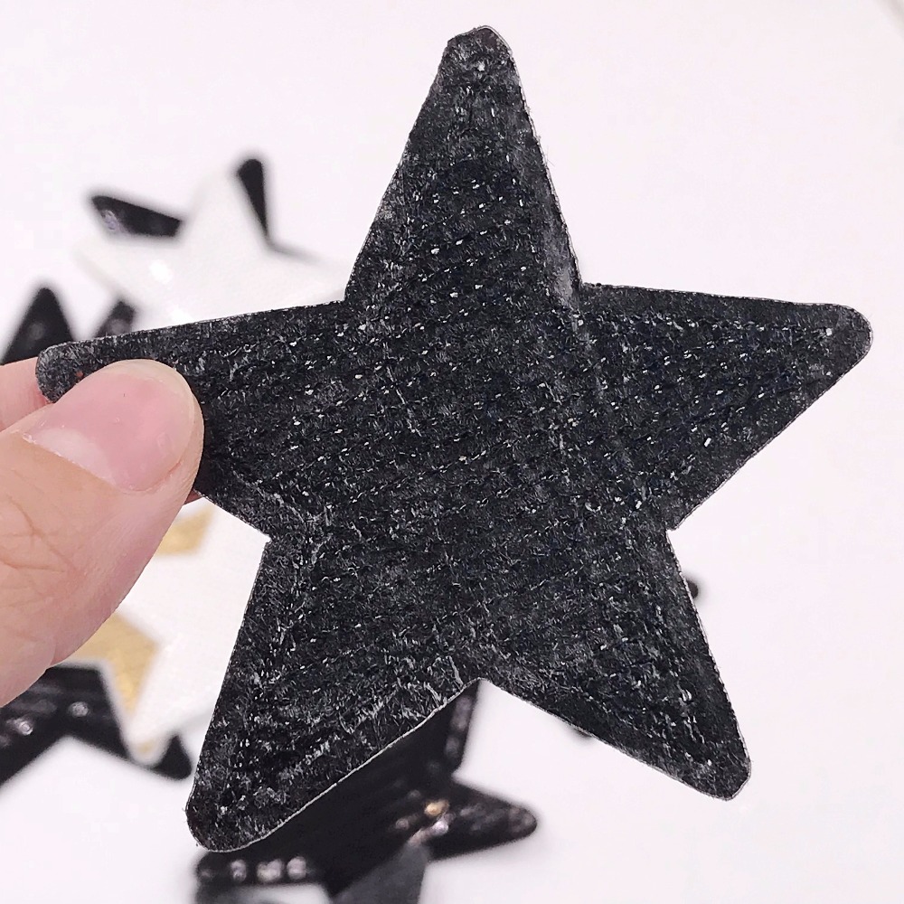 1 Uds. Parches de lentejuelas de Estrellas Negras para ropa, parches de hierro bordados, apliques DIY, accesorios de ropa, pegatinas de lentejuelas de costura