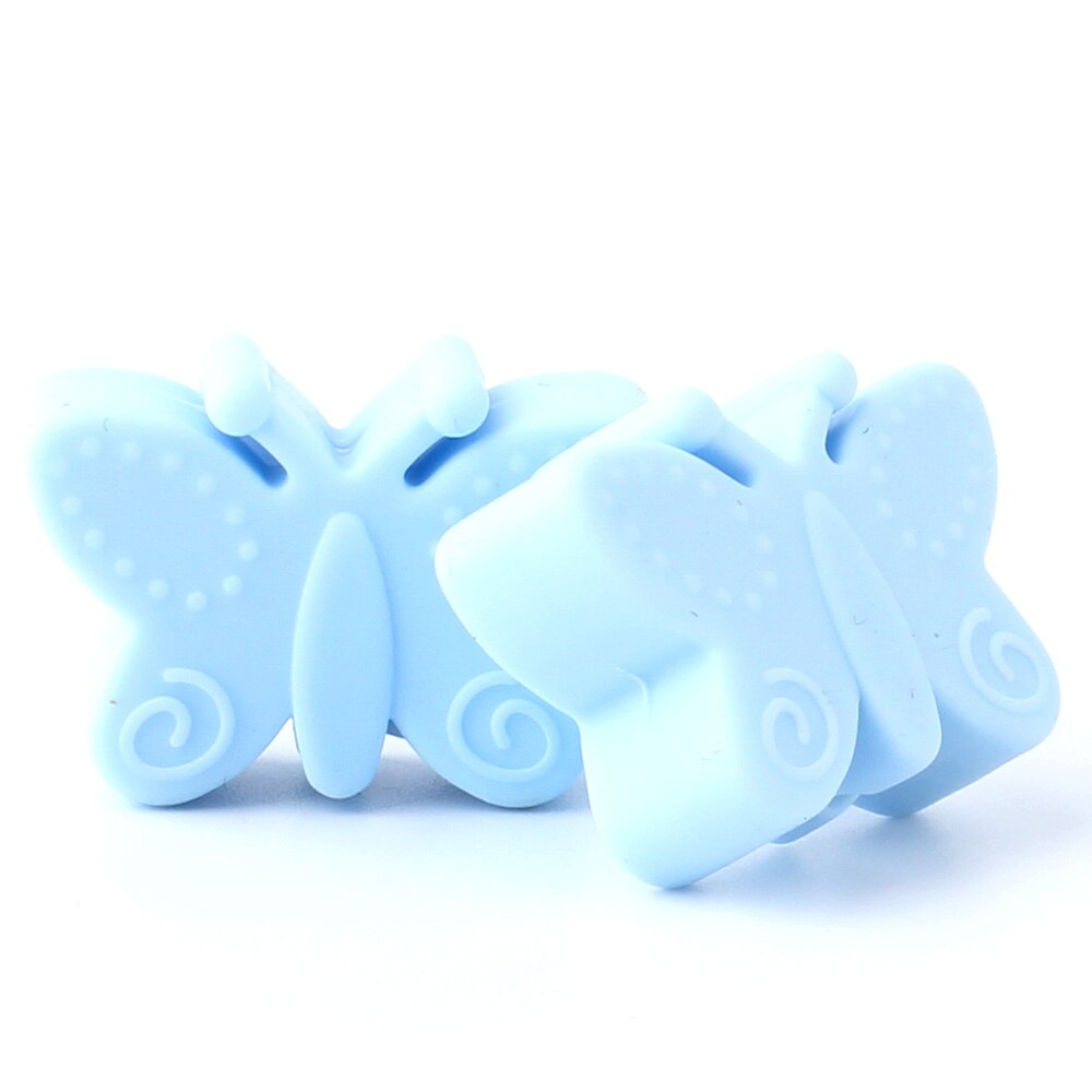 Keep&grow 10Pcs Silicone Beads Butterfly Teething Beads For Jewelry DIY Making Bead BPA Free Silicone Baby Teething Necklace Toy: Baby Blue