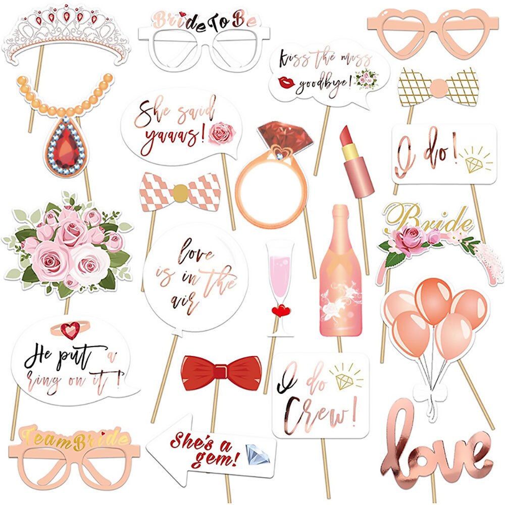Accessoires Photo à main en or Rose, moustache de jeu de mariage, décor d&#39;anniversaire pour enfants, accessoires Photo, masque de déguisement enterrement de vie de jeune fille