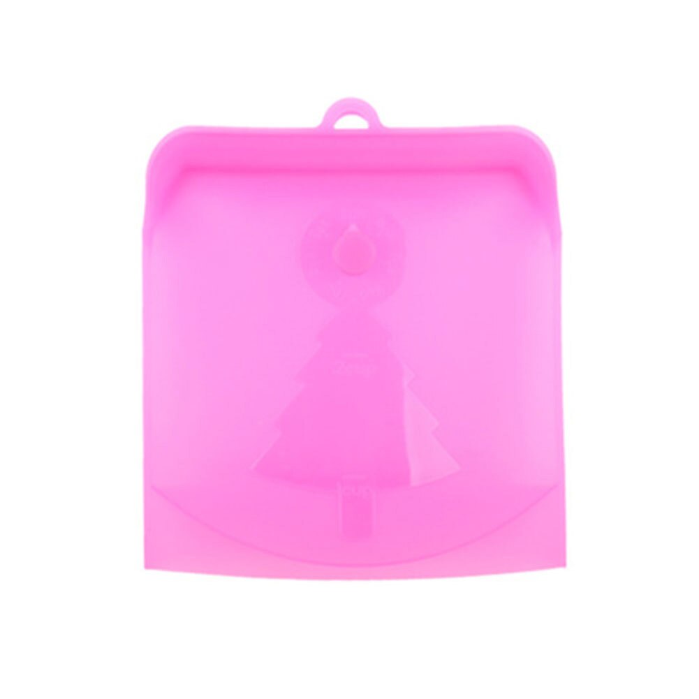 Semi-transparante, zelfsluitende siliconen keukenkoelkast-voedselopbergzakorganizer: Roosrood l