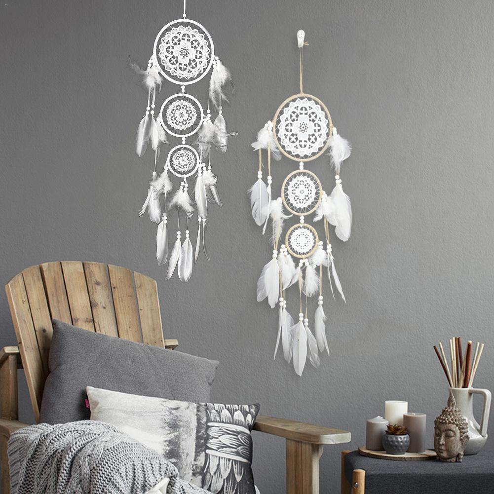 Atrapasueños de encaje atrapasueños decorativos hechos a mano para colgar en la pared, adornos para pared, dormitorio, # BW