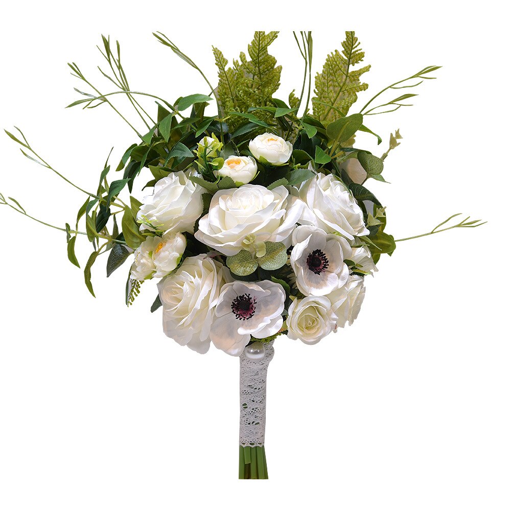 Kyunovia Beautiful Wedding Flowers Green leaves Eucalyptus bouquet Bridesmaid Bouquets Bridal Flower Blush Wedding Bouquet D133: Style A