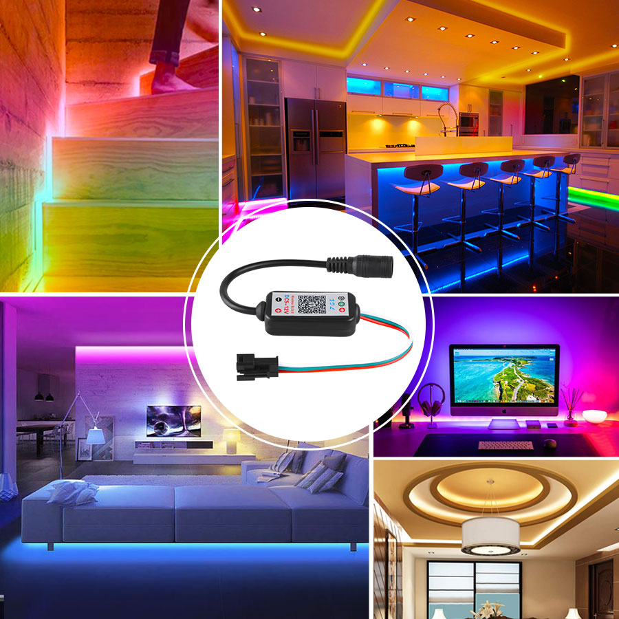 DC 5V~12V RGB LED Bluetooth Controller APP Wireless Remote Control WS2811 WS2812B Dimmer for SK6812 Addressable Pixels LED Strip