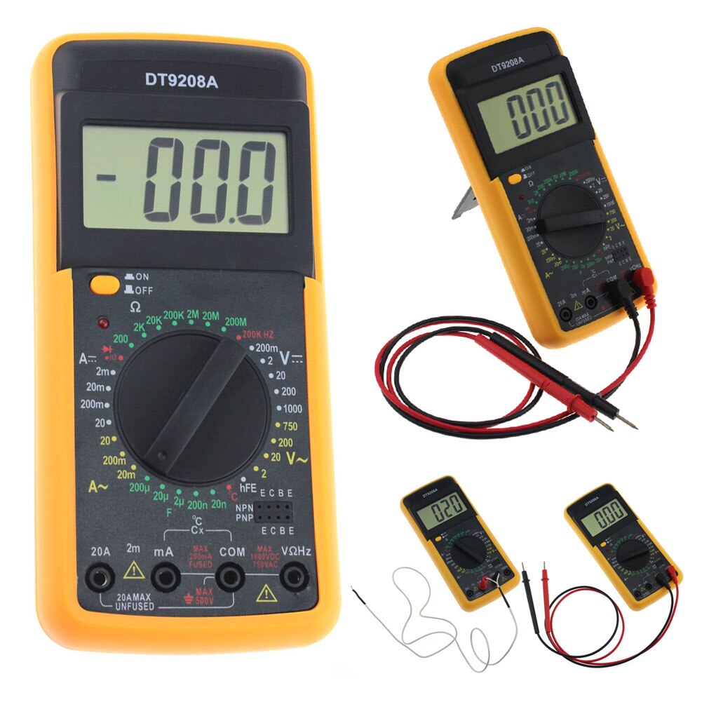 Digital Multimeter DT-9208A Volt Amp Ohm Hz AC/DC Temperature Hertz Tester Meter Ammeter Voltmeter Multimetro Current Tester