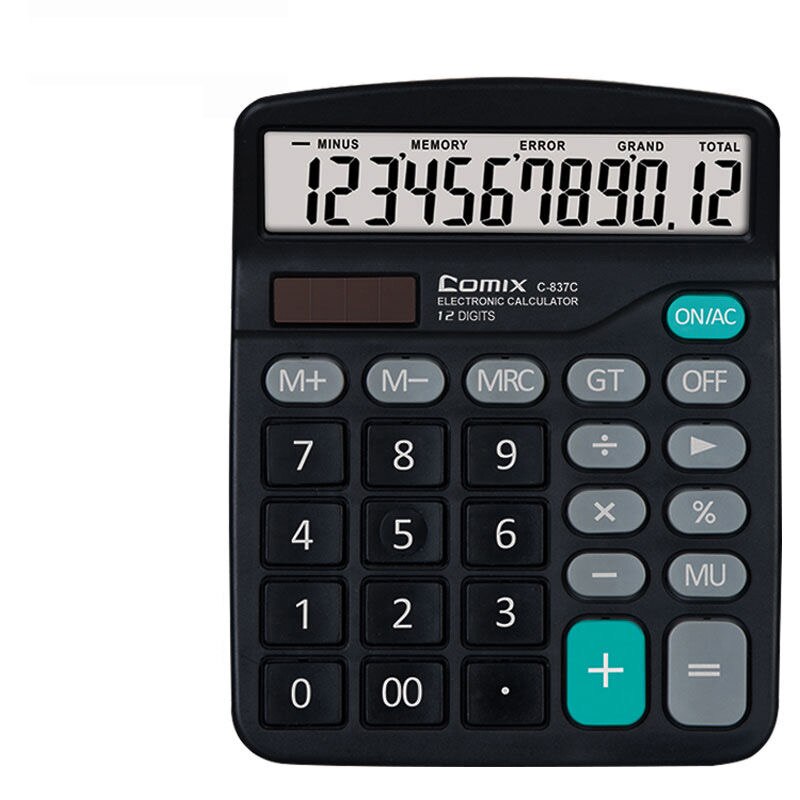 Calculadora comercial de oficina, herramienta de cálculo con batería, 12 dígitos, portátil, , 1 Uds.