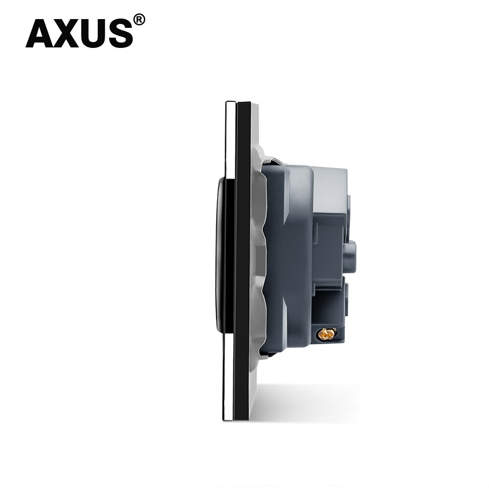 AXUS Wall Power Socket, French Standard Wall Socket White Black Golden Single Mirror Crystal Glass Panel Electrical Outlet 16A
