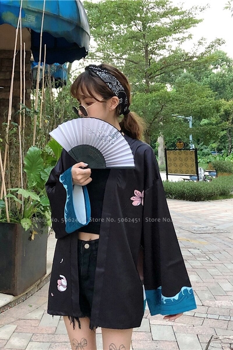 Vrouwen Mannen Japanse Koppels Yukata Gewaad Streetwear Kimono Haori Jas Samurai Vest Harajuku Stijl Losse Blouse ukiyo-e Jassen