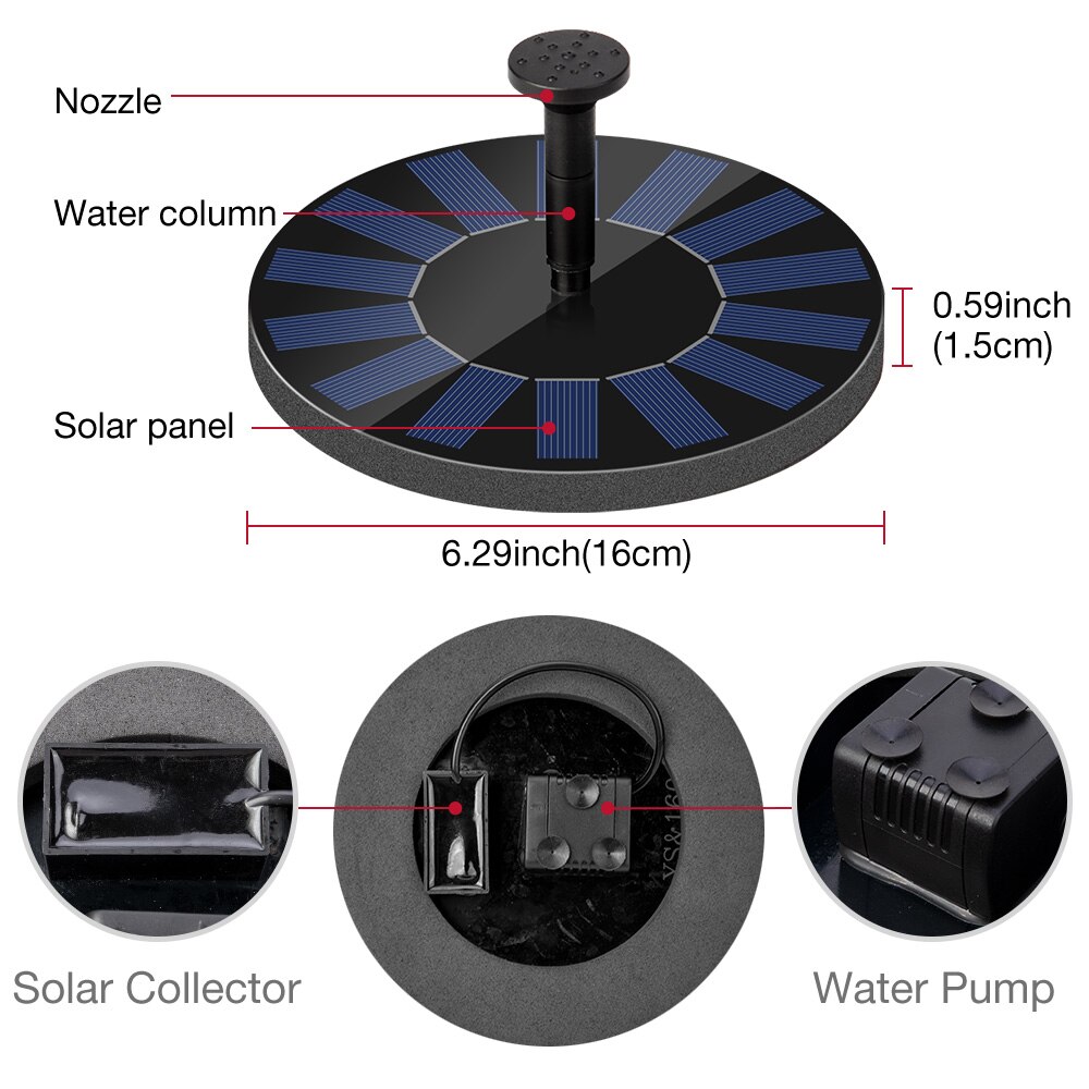Mini painel de bomba de fonte solar alimentado por energia solar fonte de água piscina fonte de água decoração do jardim fontes de água decorativo
