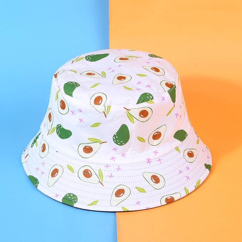 Avocado kapelusz typu Bucket kobiety męskie lato Panama kapelusz Hip-Hop czapki dwustronny nadruk z owocami banan arbuz plaża kapelusz rybaka: 06