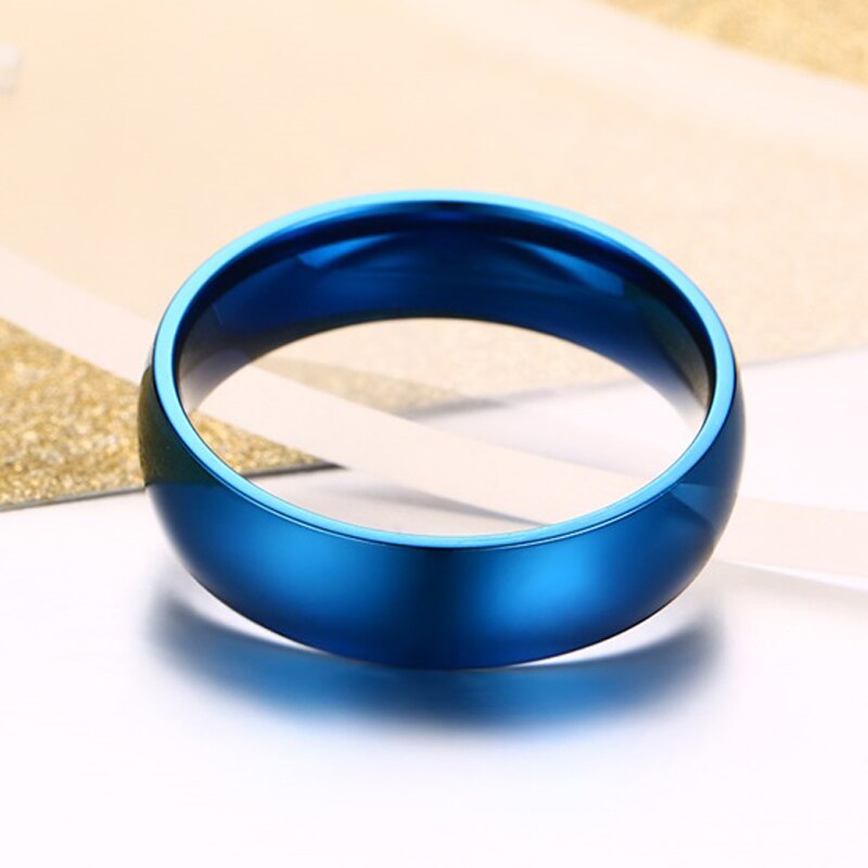 10pcs Smooth Ring Stainless Steel Blue Gold Provide Mix Size