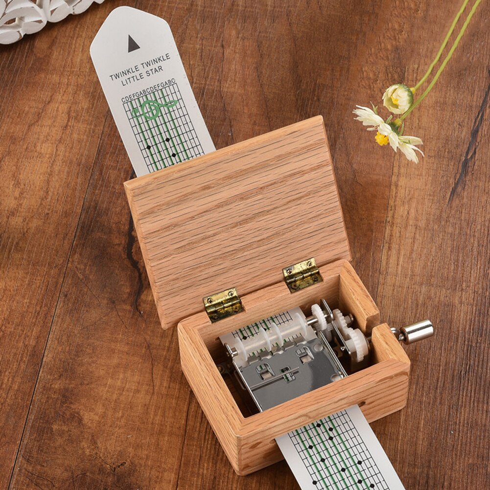 15 Note Tapes Hand Crank Music Mechanical Wooden Musical Box with Strips Tapes DIY Wood Music Boxes