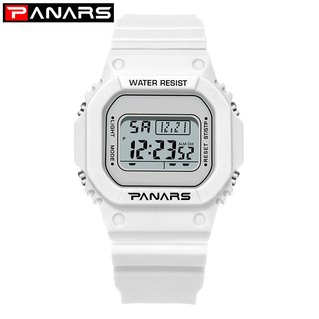 Panars Mode Dames Horloges Voor Vrouwen Led Digitale Sport Dames Horloge 50M Waterdichte Horloge Alarm Relogio Feminino: WHITE