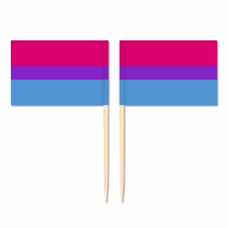 Mini sateenkaarilippu hammastikku lippu 50 kpl/pussi lesbo gay pride lgbt transsukupuolinen panseksuaali biseksuaali velisuhde: Biseksuaali 50 kpl