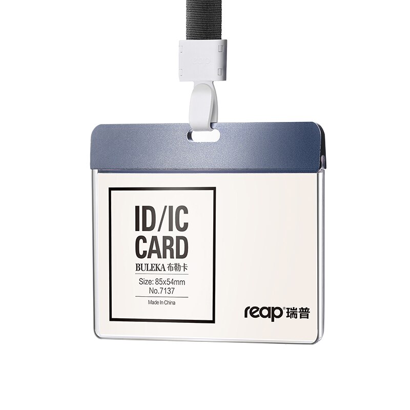 Soporte de placa con nombre de aluminio Reap 7136 con tarjeta de identificación o de autobús con cordón: 7136 Gray x 7648