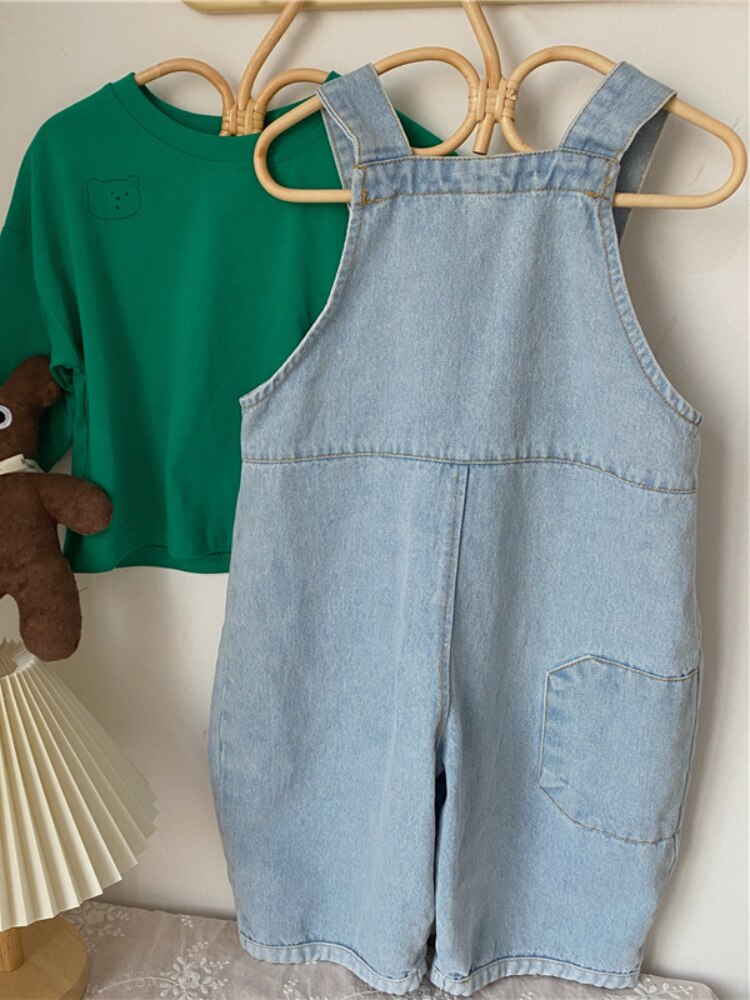 HoneyCherry – salopette en denim pour enfants, couleur claire, printemps 2022