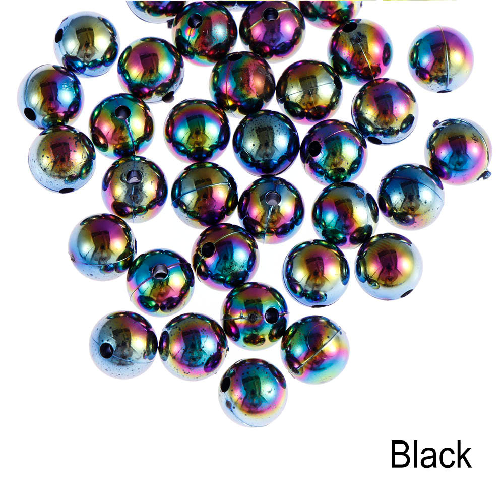 50pcs 8mm Colorful DIY Beads Round Acrylic Handmade Beads with Hole for Craft Making DIY Bracelet Necklace: black