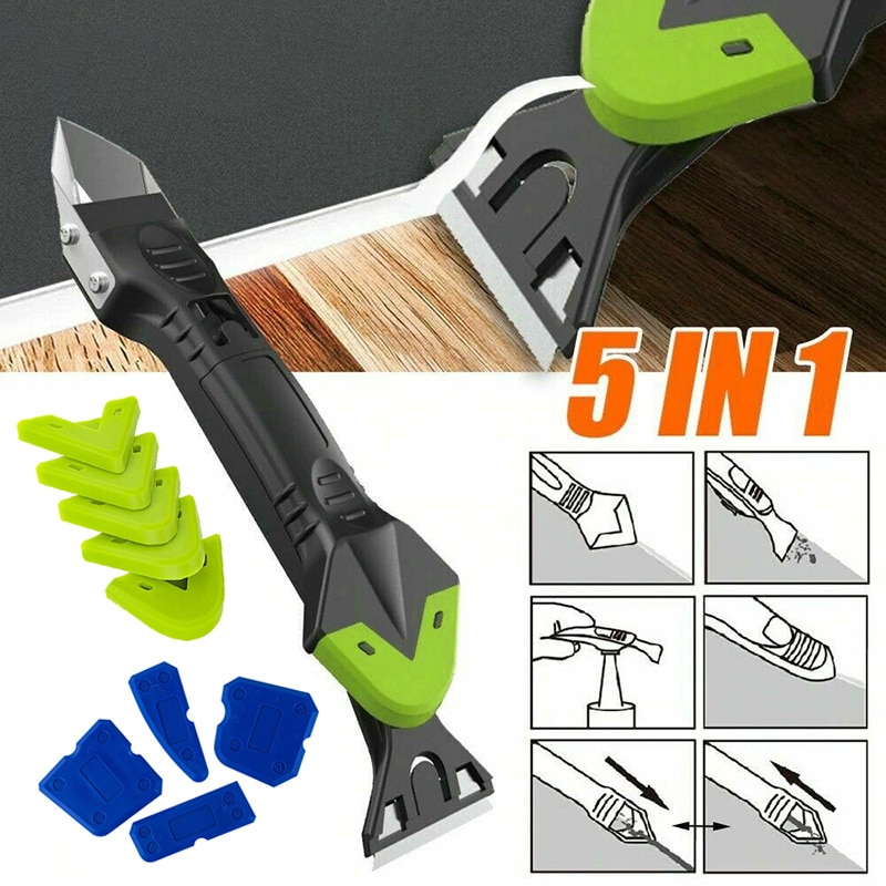 MoldOff Removal Home Kit 5-in-1 Grout Scraper Grout Smoother Set Calking Sealant Tool for Tiles Kitchen Bathroom Floor L