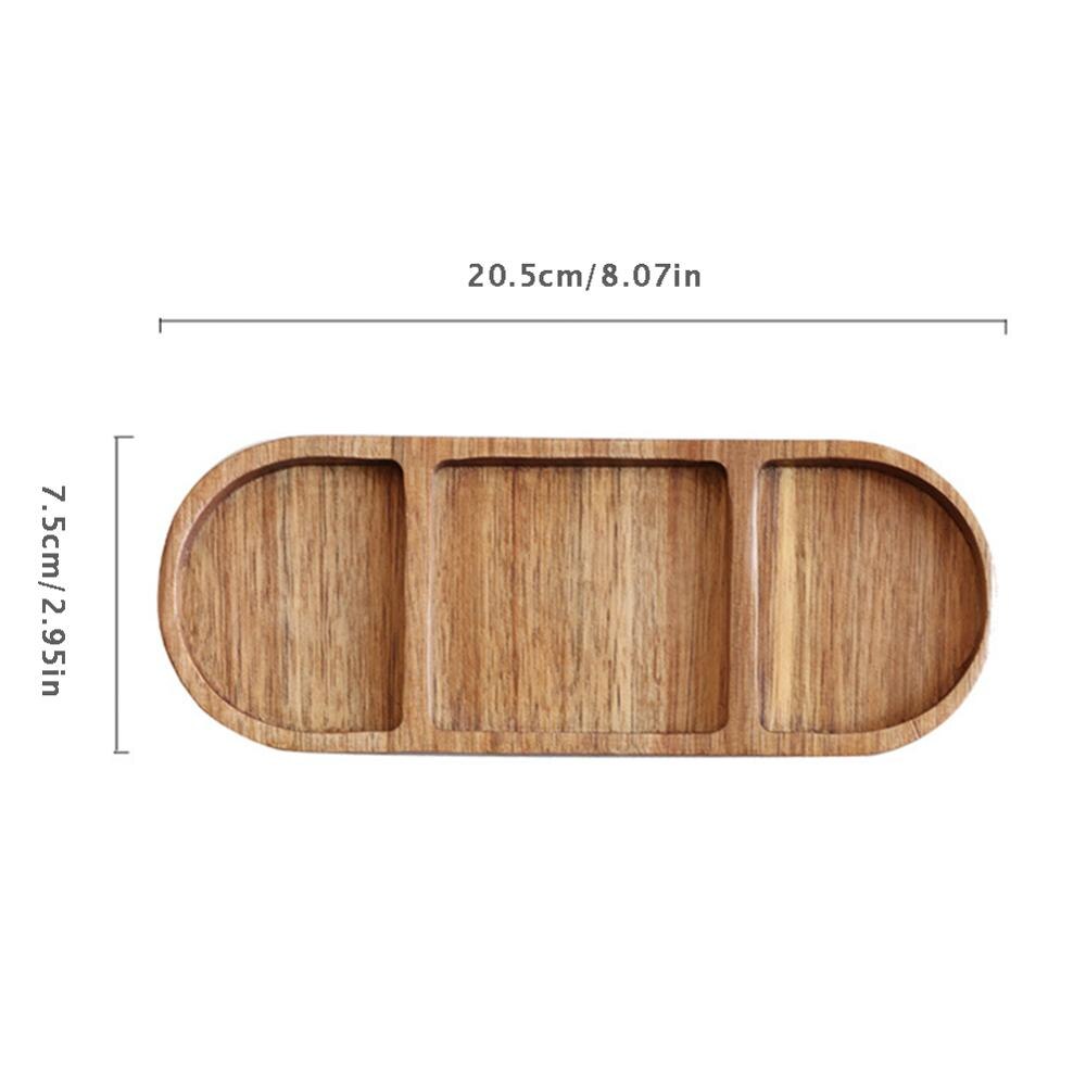 Whole Wood Dishes Dinner Plate Tableware Irregular Oval Solid Wood Table Service Fruit Plate Saucer Tea Tray Dessert 1PC: 20.5x7.5cm
