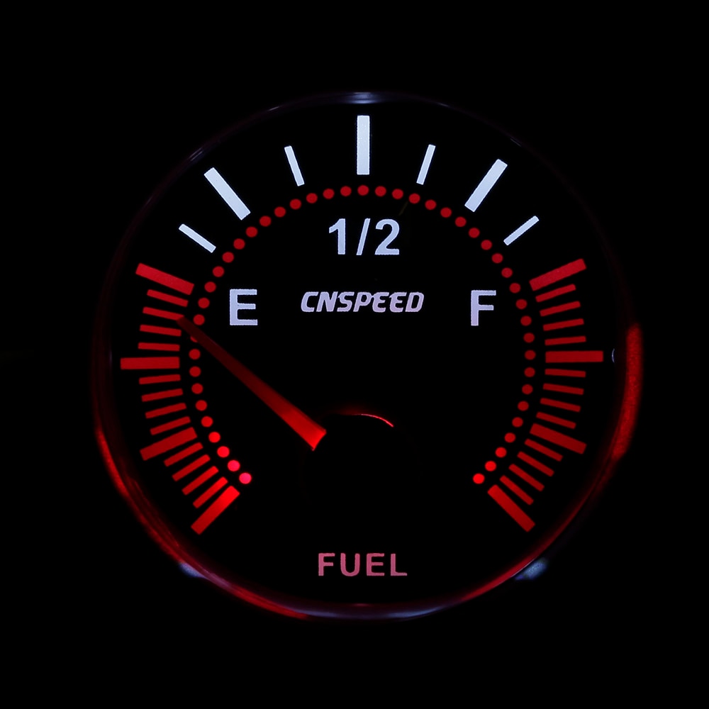 CNSPEED 12V Car Auto Fuel Level Gauge E-1/2-F Pointer 2&quot;52mm Universal White LED Smoke Meter With Fuel Sensor Oil float YC101317