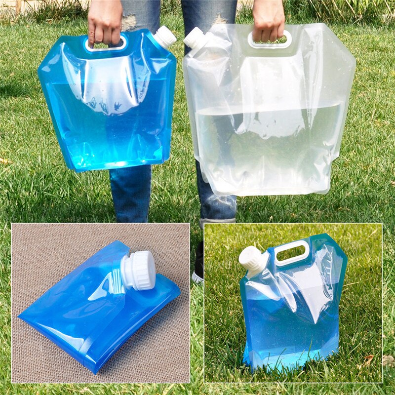 5L Outdoor Pe Water Tas Voor Draagbare Vouwen Water Opslag Lifting Tas Voor Camping Wandelen Survival Hydratatie Opslag 30x32.5cm
