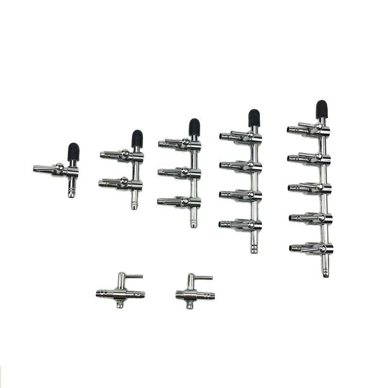 Aquarium Fish Tank Luchtpomp Splitter Distributeur Flow Tube Pipeline Rvs Regelklep Aquaria Accessoires 5 Manieren
