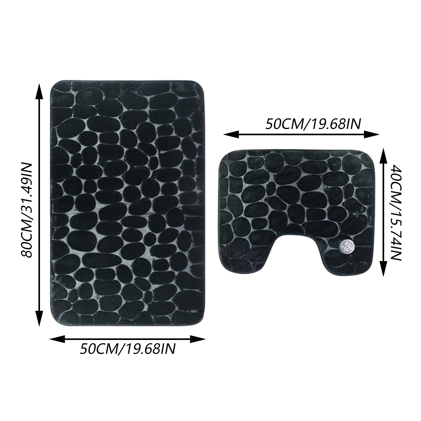 Non-Slip 50 X 80 Cm Bath Mat And 50 X 40 Cm Toilet Mat,2-Piece Bathroom Rug Set, Soft Bath Mat Washable Bath Rugs For Bathroom