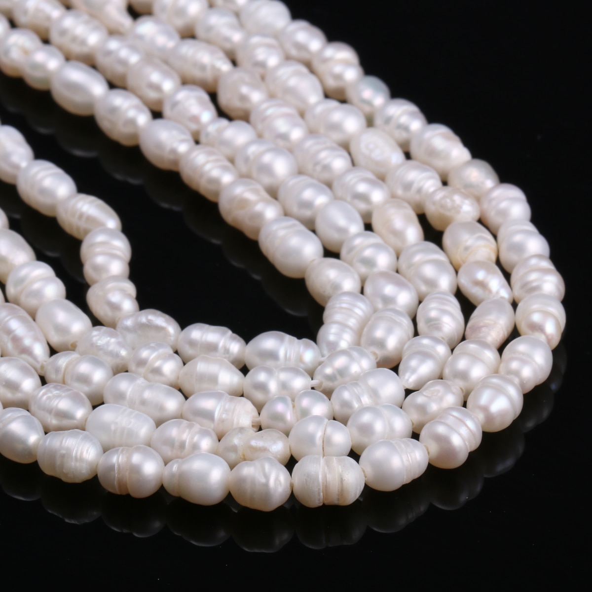 Natuurlijke Zoetwater Gekweekte Parels Kralen Rijst Vorm 100% Natuurlijke Parels voor Sieraden Maken DIY Strand 13 Inches Grootte 5- 6mm