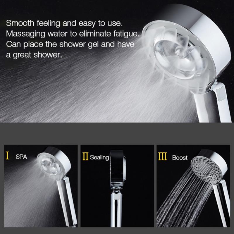 Dubbelzijdig Douchekop Water Saving Ronde ABS Chrome Booster Bad Douche Hoge Druk Handheld Handdouche